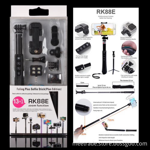 Monopod bluetooth selfie stick zoom function outdoor photo kit travel essential